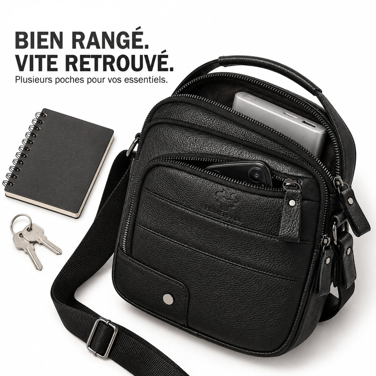 L'Essentiel — Sacoche bandoulière homme cuir format compact