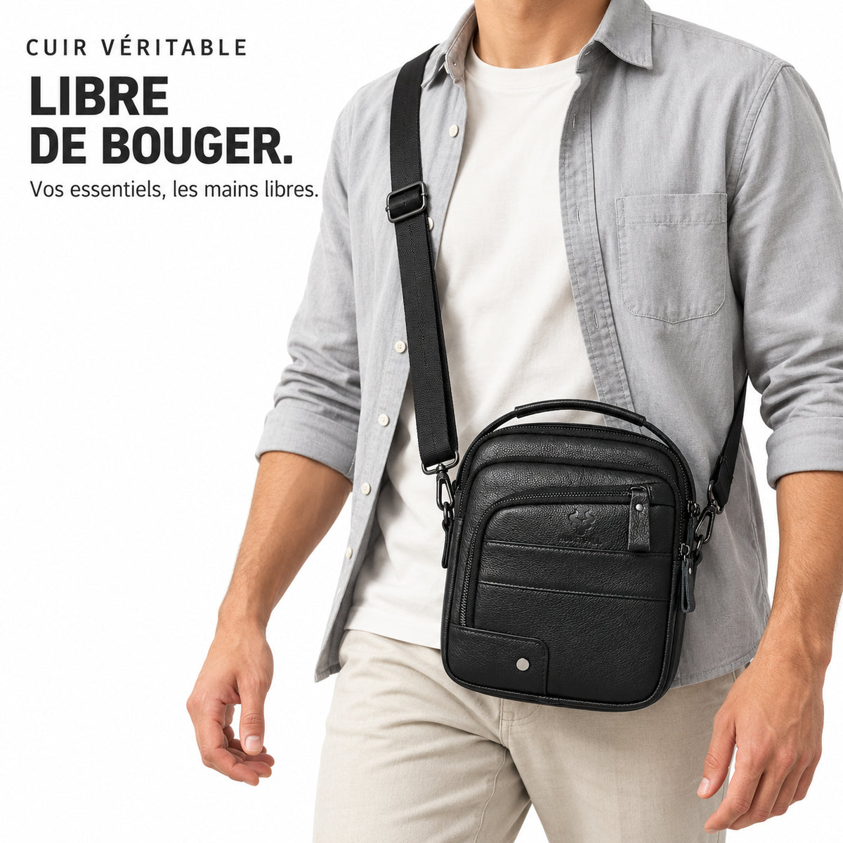 L'Essentiel — Sacoche bandoulière homme cuir format compact