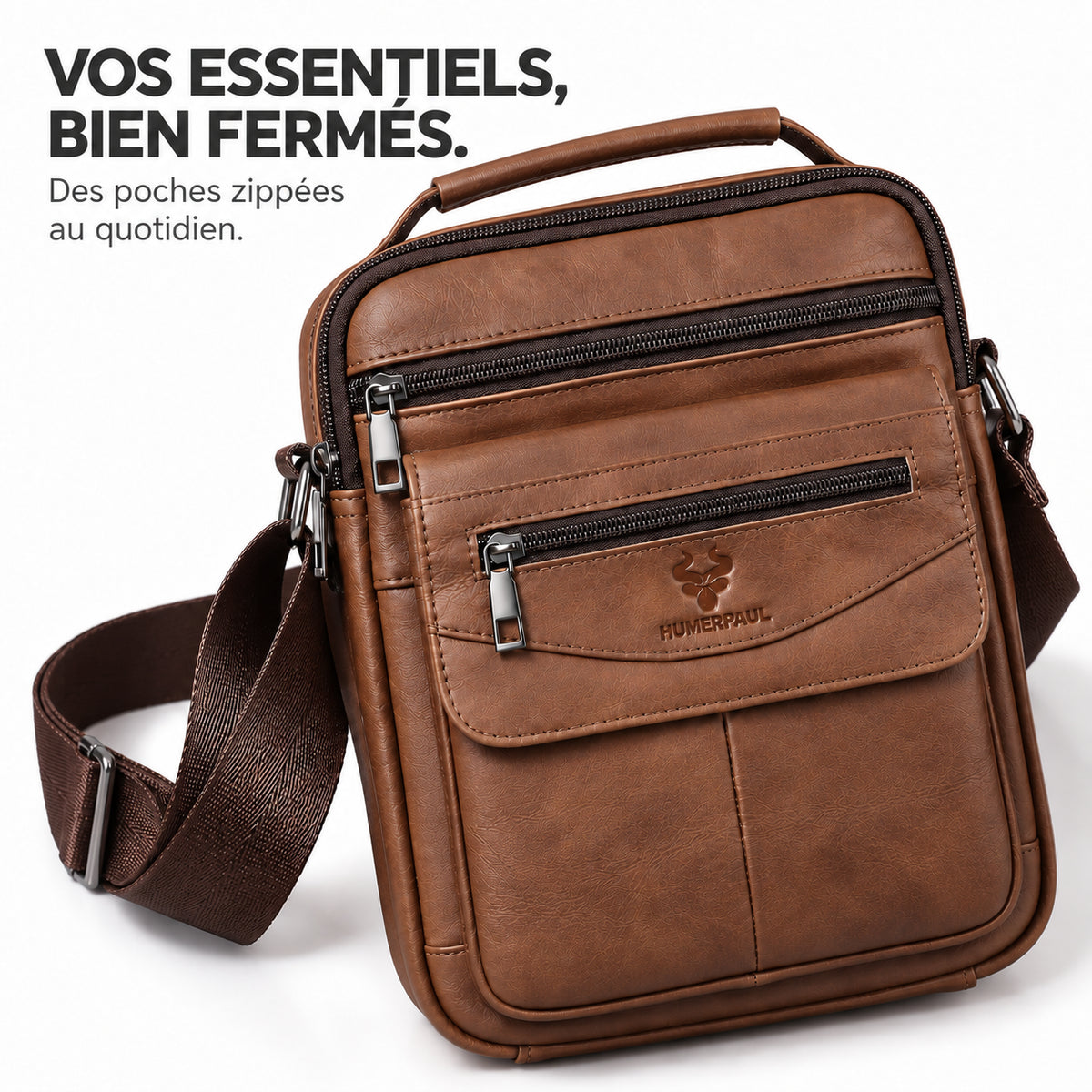 L'Attaché — Sacoche verticale homme cuir avec poignée