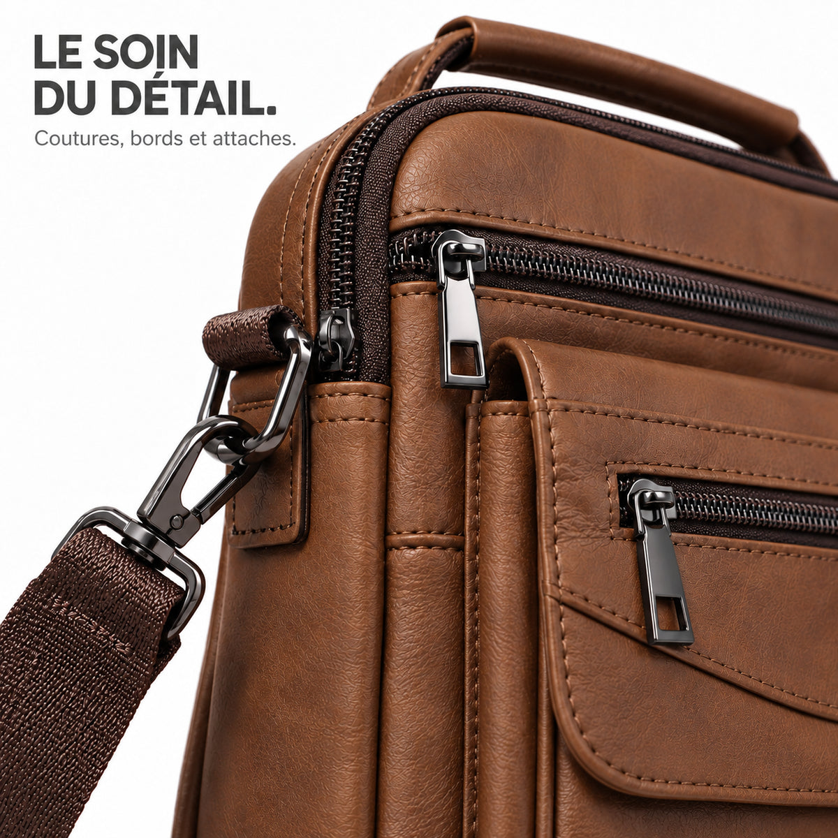 L'Attaché — Sacoche verticale homme cuir avec poignée