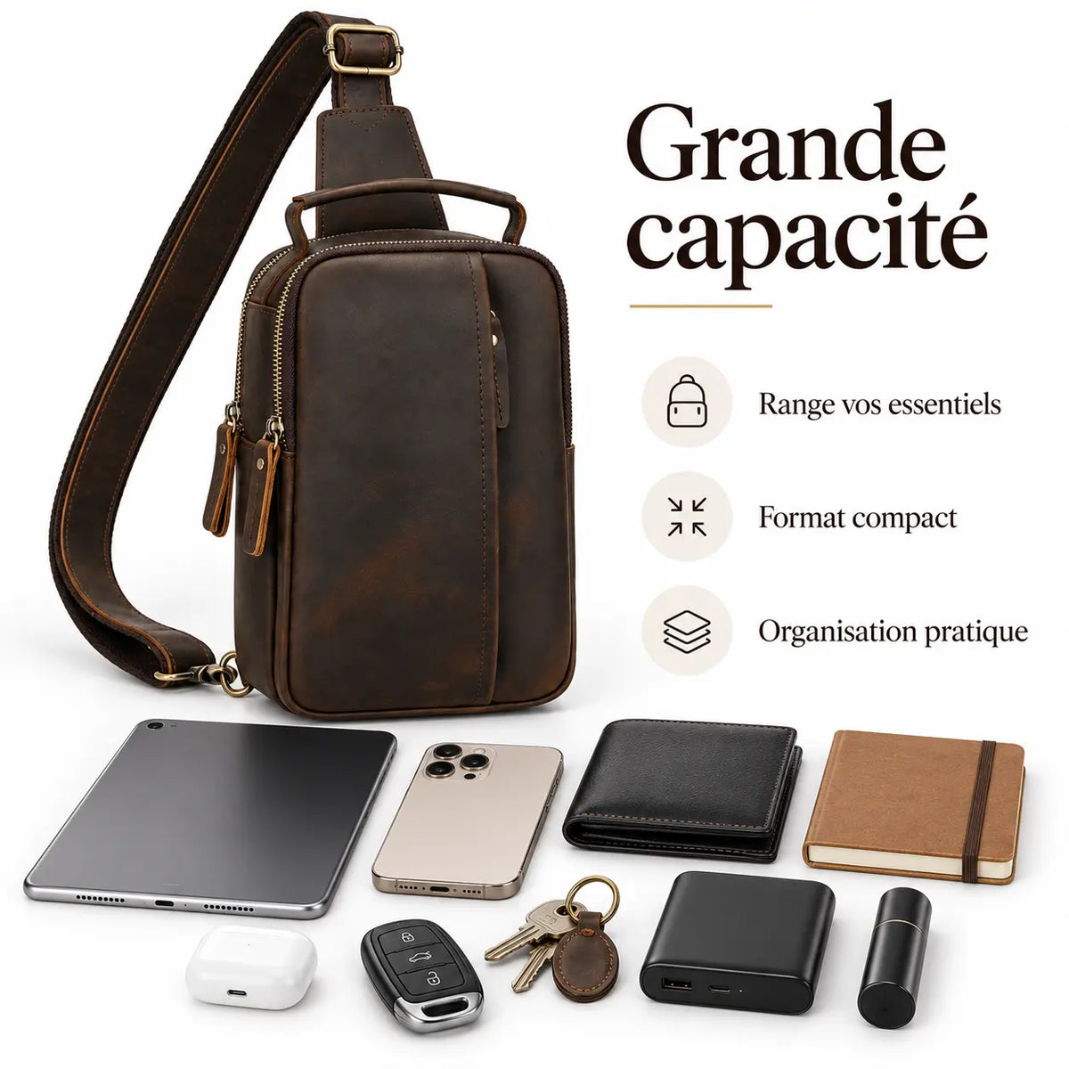 L'Aplomb — Sacoche bandoulière homme cuir