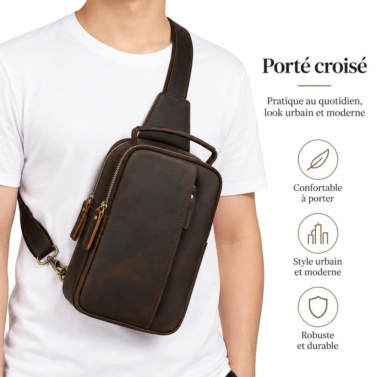 L'Aplomb — Sacoche bandoulière homme cuir