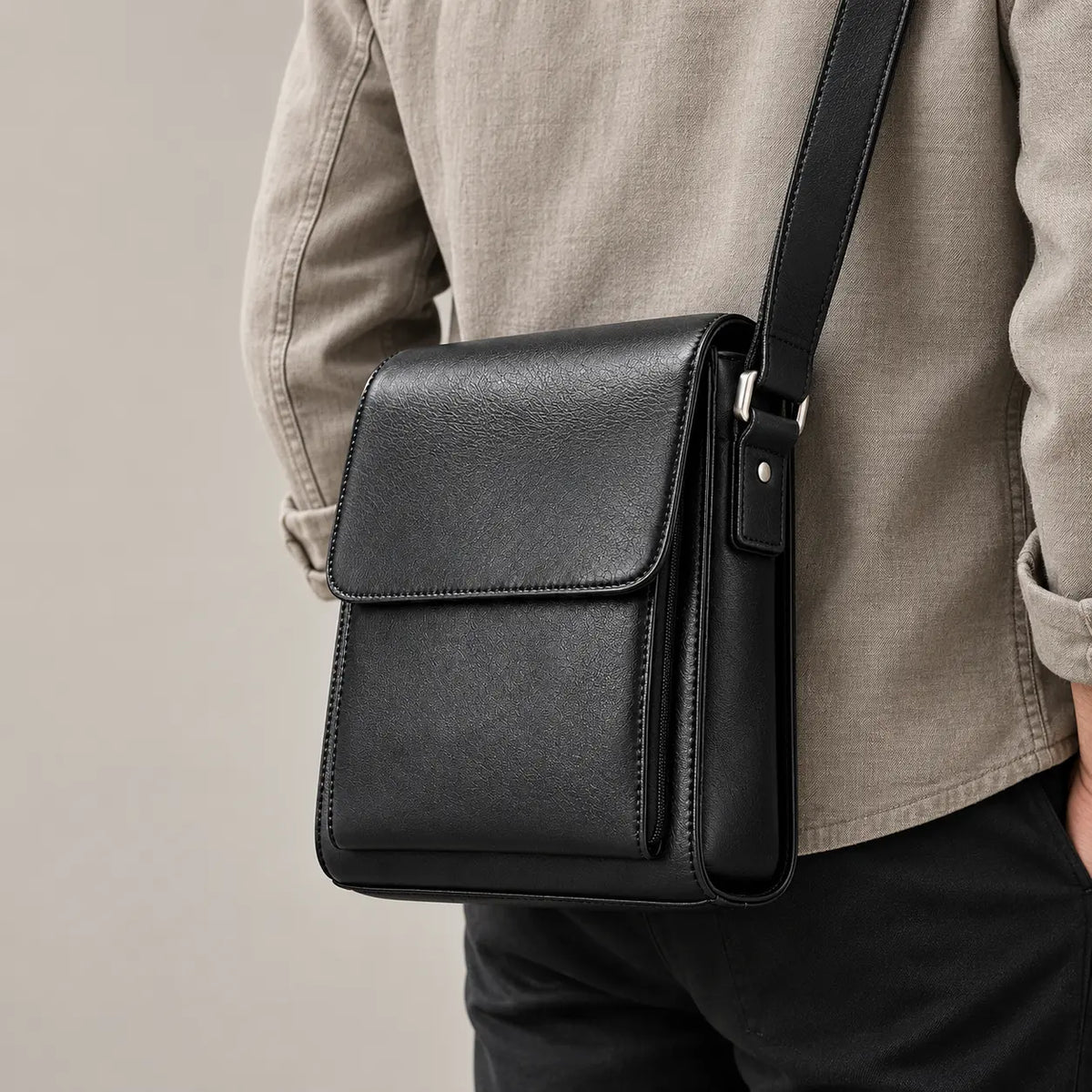 Le Rabat — Sacoche bandoulière homme cuir à rabat