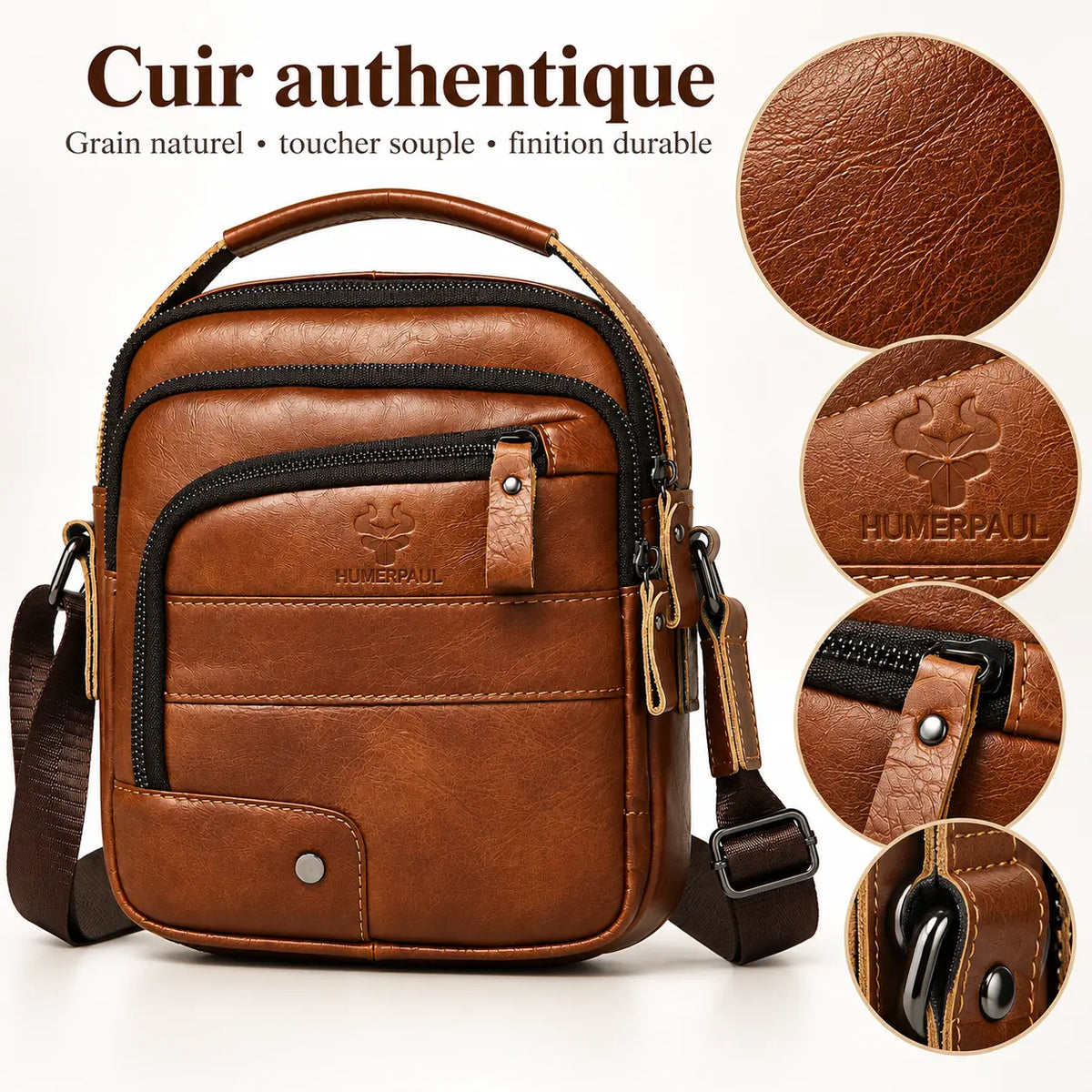 L'Essentiel — Sacoche bandoulière homme cuir format compact