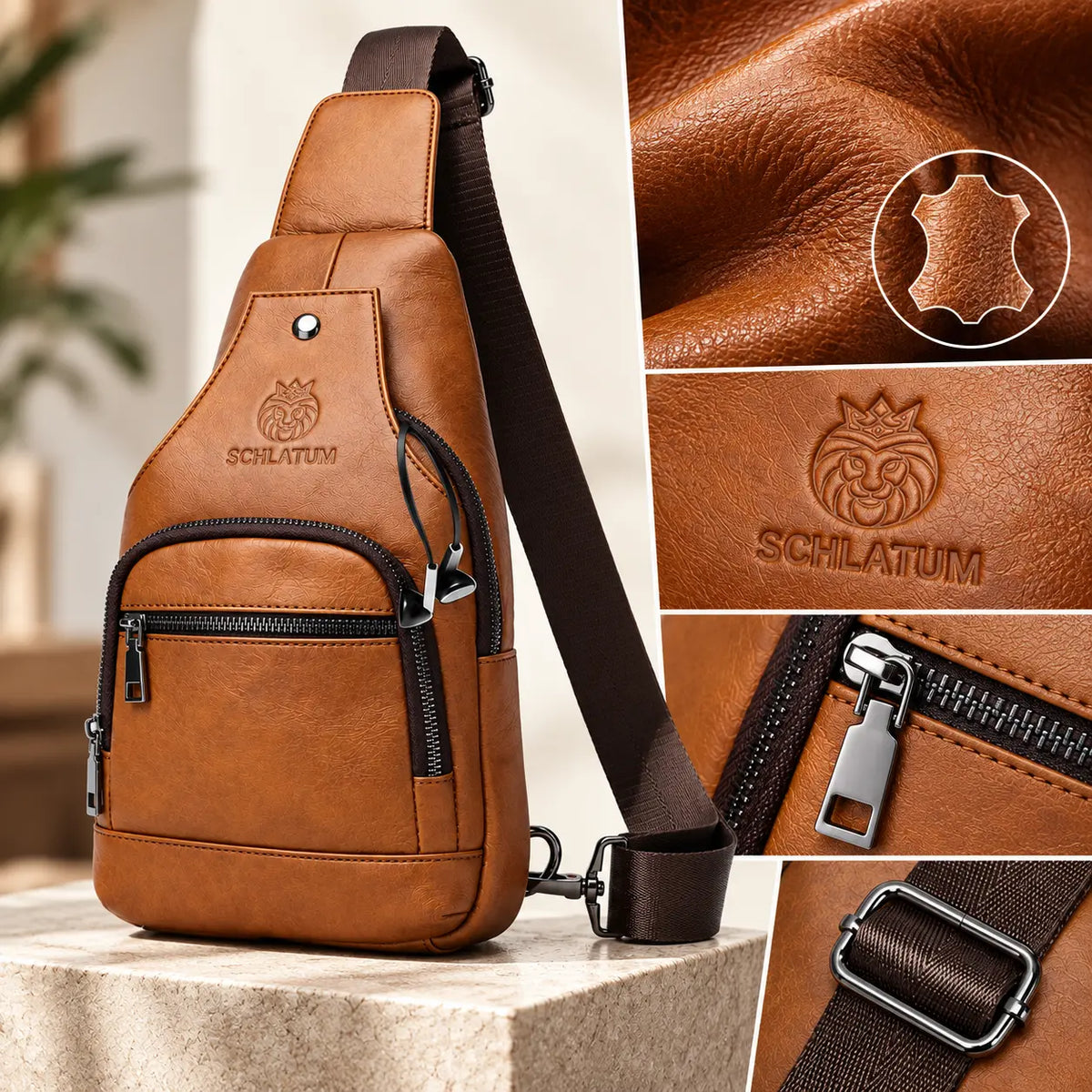 Le Relais — Sacoche bandoulière homme cuir avec port USB