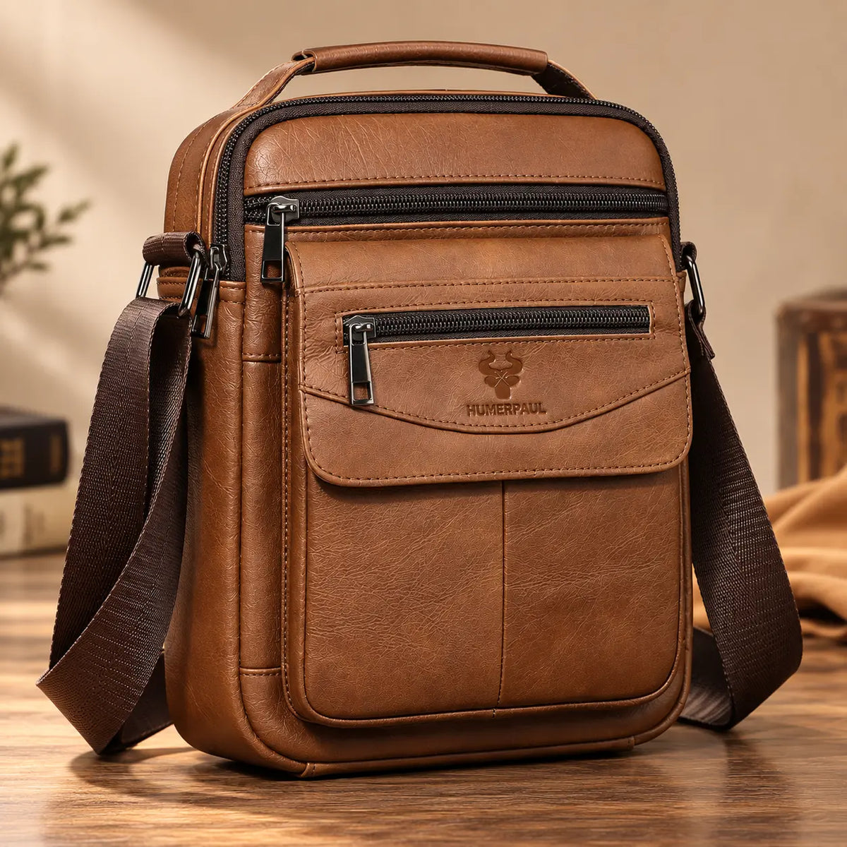 L'Attaché — Sacoche verticale homme cuir avec poignée