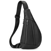 Sac de poitrine homme en cuir coloris noir