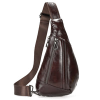 Sac de poitrine homme en cuir coloris café