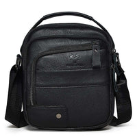 Sacoche homme en cuir format compact 22 cm, poches zippées avant
