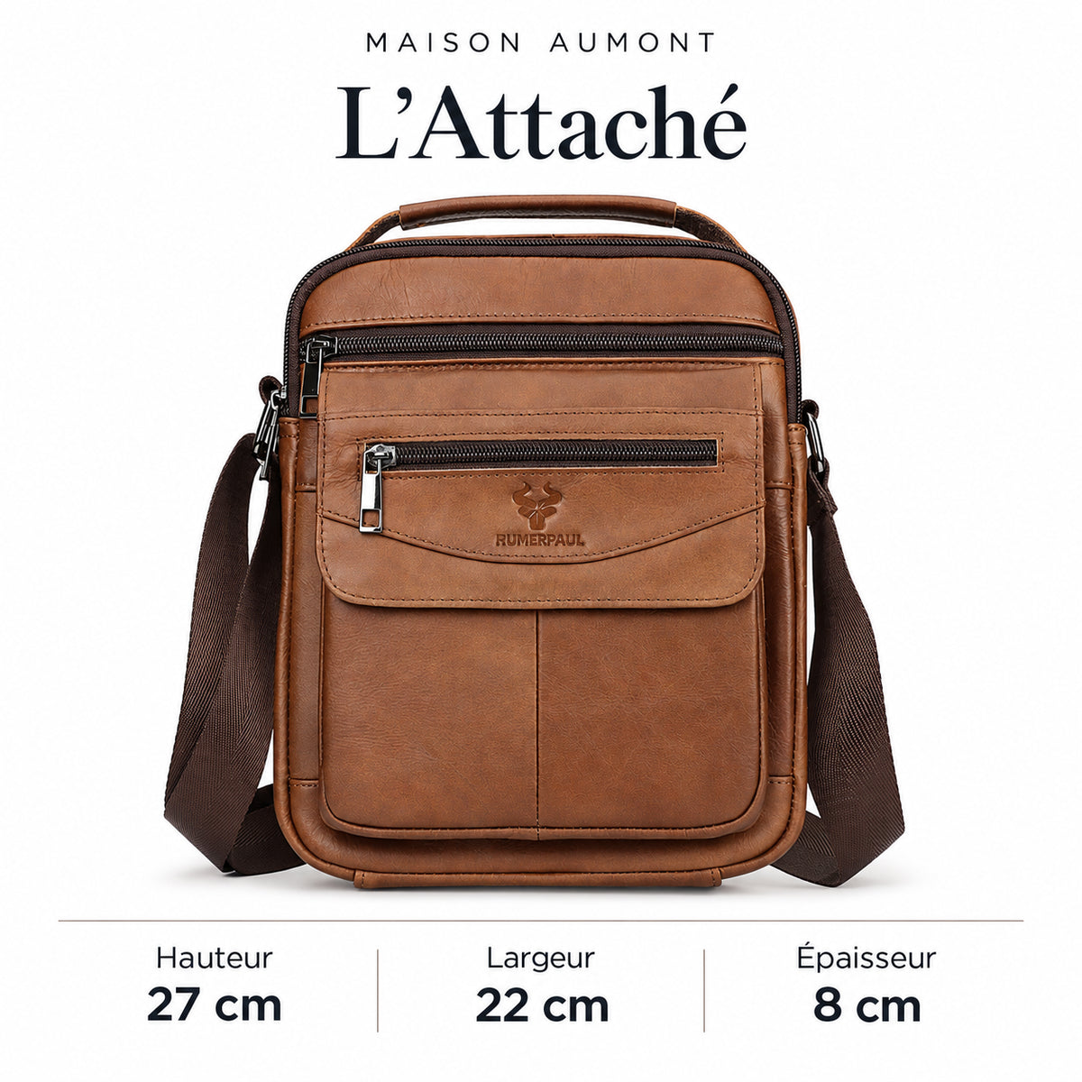 L’Attaché — dimensions : hauteur 27 cm, largeur 22 cm, épaisseur 8 cm