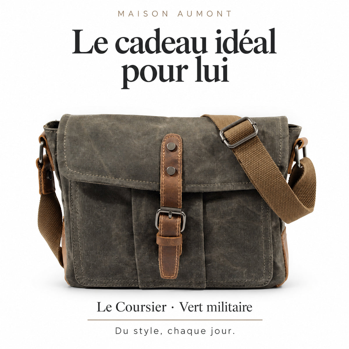 Le Coursier, vert militaire — Le cadeau idéal pour lui. Maison Aumont.