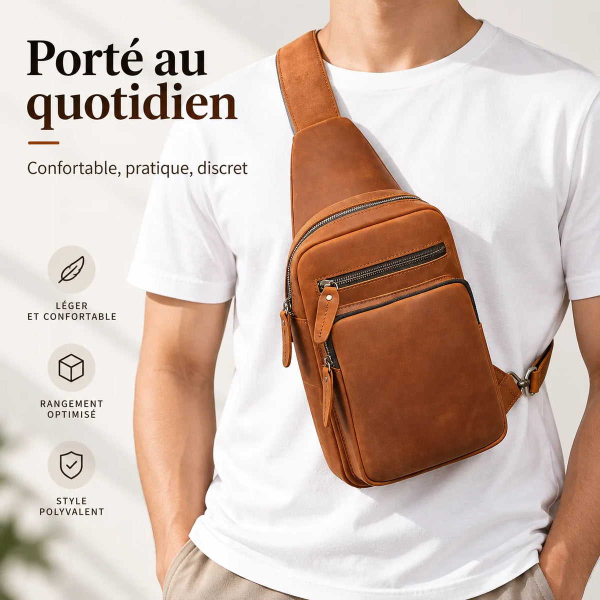 Le Pivot — Sacoche bandoulière homme cuir