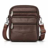 Sacoche ceinture homme en cuir brun Le Passant, vue de face
